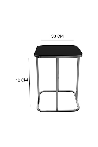 4+1 Gold Kaplama Siyah Ayna Radüslü Orta Sehpa