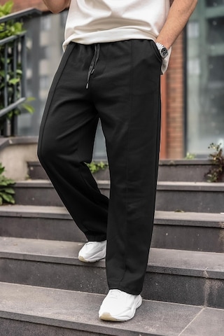 Madmext Siyah Önü Dikiş Detaylı Relaxed Fit Erkek Eşofman Altı E6590