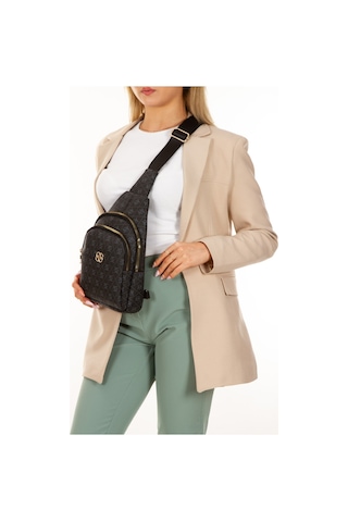Newish Polo Kadın Deri Monogram Desenli Çapraz Bel Göğüs Ve Omuz Çantası New218 Siyah 35823177