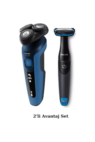 Philips S5444/03 Islak - Kuru Sinek Kaydı Tıraş Makinesi + BG1024 Banyo Vücut Hassas Bölge Bakım Tıraş Makinesi 2'li Set