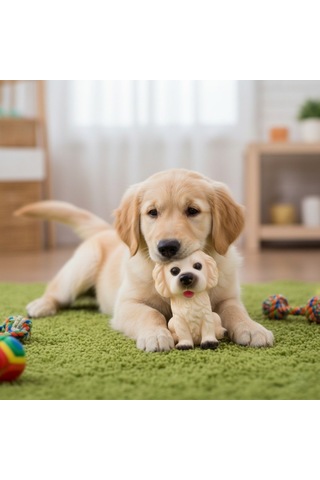 4 Adet Sesli Köpek Şekilli Plastik Oyuncak - Evcil Hayvan