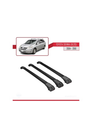 Toyota Sienna Xl20 2004-2010 Arası İle Uyumlu Ace-1 Ara Atkı Tavan Barı Siyah 3 Adet Bar