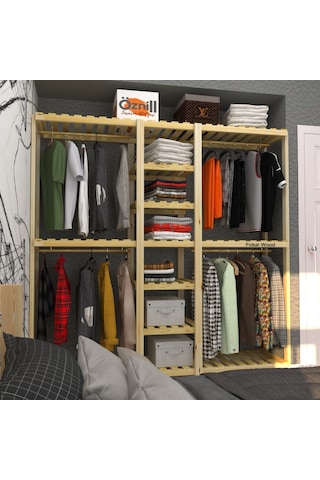 Grande Quatro - Açık Ahşap El Yapımı Elbise Dolabı