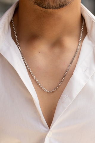 Uşaklıhafız 14 Ayar Altın Beyaz Rolo Erkek Zincir Kolye 4 MM