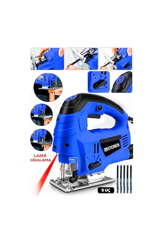 Alman 4600 W Lazerli Sjs Metal Şanzuman 6 Kademe Devirli Pandül Ayarlı Dekupaj Testere Makinesi 5 Uç