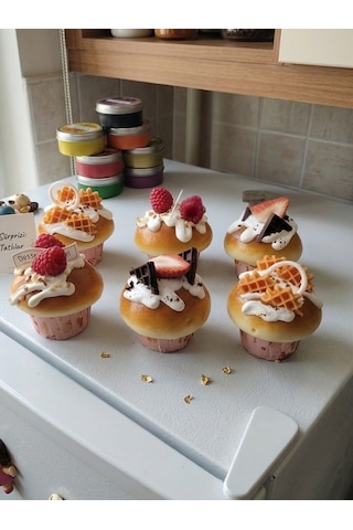 Mucit Home 1 Adet Cupcake Görünümlü Buzdolabı Magneti 3d Tatlı Tasarımlı Dekoratif Mutfak Süsü