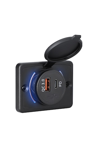 Goboenergy Bspu 48w Çift Portlu Hızlı Araç Şarj Soketi - 30w Pd Type-c & 18w Qc 3.0 Usb - 12v/24v Tekne Karavan Otomobil Uyumlu