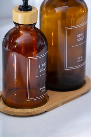 Louvre Bambu Standlı 2'li Sıvı Sabunluk - 500/300 Ml Kahverengi