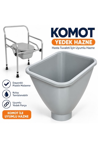 Komot Yedek Hazne Hasta Tuvaleti Uyumlu Plastik Lazımlık Haznesi 24,5 X 33 Cm 1 Numara