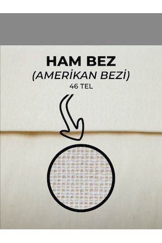 %100 Pamuk 46 Tel Amerikan Bezi Ham Bez Punch Kumaş - Krem 500x220 CM