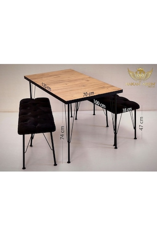 By Hakan Aşkın Metal Ayaklı 70x120 Cm Atlantik Çam Lux Masa Ve Bench Takımı 2024