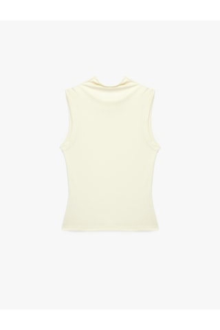 Koton Modal Kumaş Slim Fit Kolsuz Dik Yaka Body Ekru 7wak10019ek