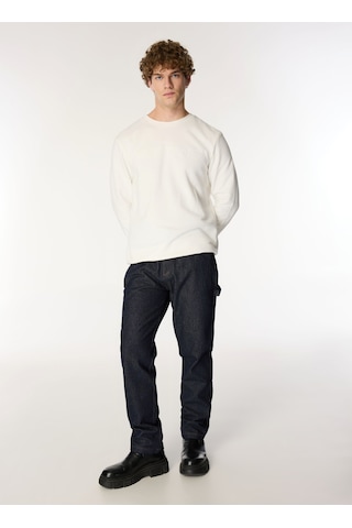 Mustang Beyaz Erkek Bisiklet Relaxed Baskılı Sweatshirt M4wm-swt-1819 Ekru