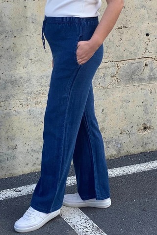 Mia Butik Kadın Lacivert Keten Pantolon Lacivert