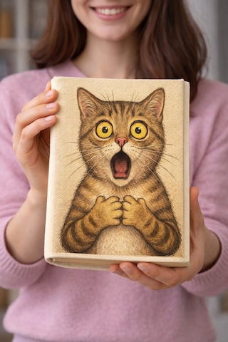 Kedi Desenli Bez Kitap Kılıfı Sanatsal Baskılı Kumaş Kitap Kabı, Kitap Koruyucu Kılıf 2