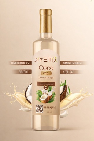 Diyetix Coco Mix -250 Ml Hindistan Cevizi Sirkesi Katkısız & Doğal Fermente Günlük Kullanım
