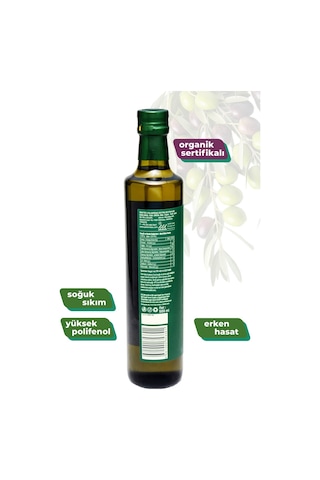 Organik Soğuk Sıkım Erken Hasat Zeytinyağı 500 Ml