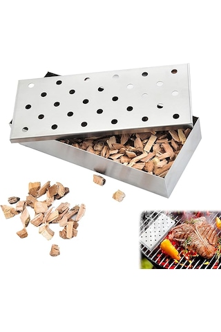 Aromawood Grill Mangal & Bbq Barbekü Aroma Talaşı Tütsüleme Kutusu Inox Grill Smoker Box