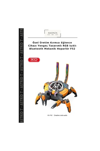 Özel Üretim Kırmızı Eğlence Cihazı Yengeç Tasarımlı Rgb Işıklı Bluetooth Mekanik Hoparlör F52