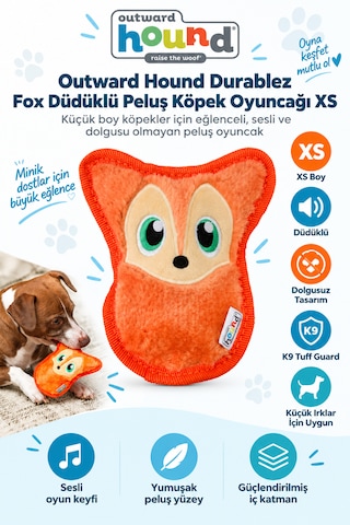 Outward Hound Durablex Fox Düdüklü Peluş Köpek Oyuncağı Xs