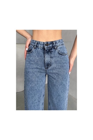 Kene Jeans Kadın Taş Yıkama Bol Paça Wide Leg Jeans Kot Pantolon Taş Yıkama