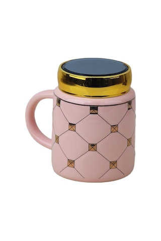 Ekose Tasarımlı Aynalı Kapaklı Sıcak Tutan Kupa Bardak Fincan Mug Mini Motivasyon Termos 450 Ml. 001
