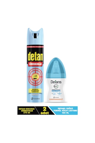 Detan Kokusuz Sinekkıran 2 x 275 ML + Defans Sinek Kovucu Vücut Losyonu 100 ML