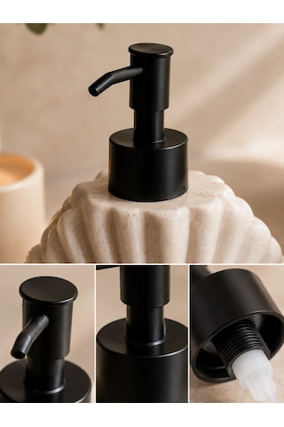 Yş Home - Deniz Kabuğu Polyresin Sıvı Sabunluk Dekoratif Banyo Lavabo Aksesuarı Açık Bej