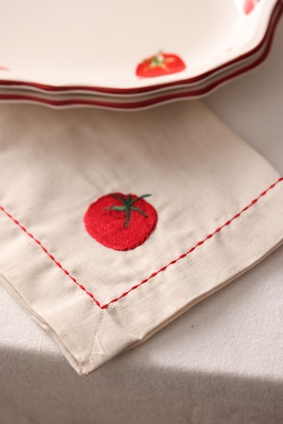 Rakle x Bengi Kurtcebe Pomodoro Keten Nakış İşlemeli 2'li Amerikan Servisi 35x40 cm