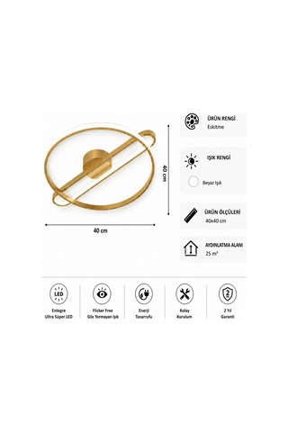 AvizeGO Alora Led Plafonyer Avize Beyaz Işık Eskitme