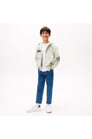 Tommy Hilfiger Varsity Graphic Snap Button Çocuk Bej Sweatshirt Kb0kb09752 Bej