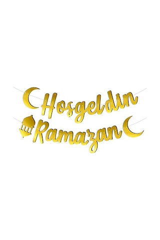 Kaligrafik Gold Renk Hoşgeldin Ramazan Yazısı, Banner Tüm Yaşlar