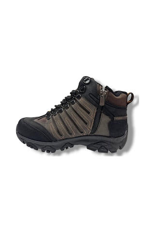 Dakırs 116-26 Deri Outdoor Kürklü Fermuarlı Çocuk Bot 36-39 Kahverengi