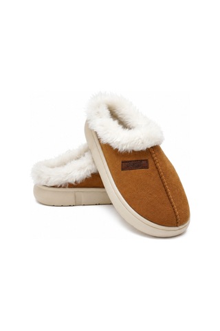 Modafocus Taba Kadın Süet Görünümlü Kürklü İç Dış Mekan Kışlık Bot Terlik Taba Taba