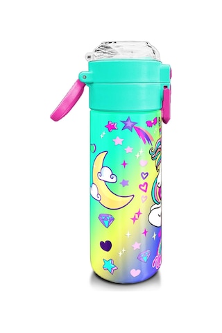 Coral High Kids Lavanta Su Yeşili Unicorn Desenli Pipetli Ve Direkt İçim Çelik Termos 500 Ml 31937 Lavanta - Sarı