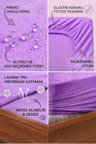 Formeya Lila Mikro Fitted Sıvı Geçirmez Yatak Koruyucu Alez Lila