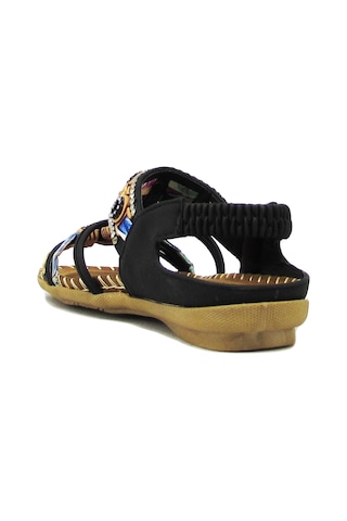 GUJA BLG22Y154-3 SİYAH KIZ ÇOCUK ARKADAN LASTİKLİ TAŞLI SANDALET Siyah