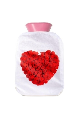 Sıcak Su Torbası Peluş Kalpli Termofor 19x13x2cm 500 Ml Çok Renkli