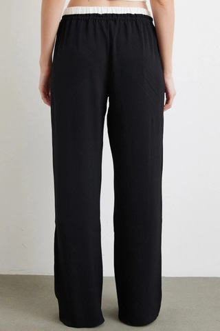 Meine Liebe Unterwäsche Bel Bantlı Wide Leg Rahat Pantolon Siyah