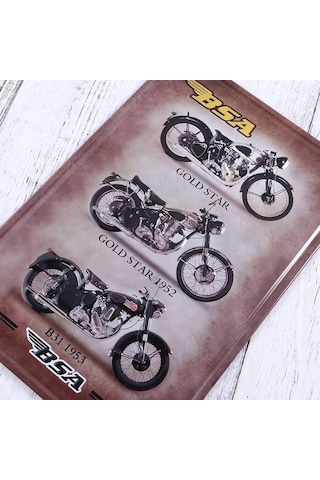 Vintage Bsa Motorcycle Metal Plaka Levha 20x30cm