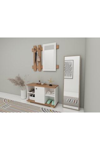 Edessa Ayakkabı/antre Hol Dolabı Marbellak.beyaz Renk Kahverengi - Beyaz