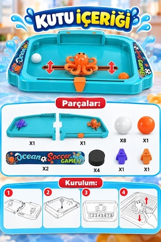 Ocean Soccer Game Taşınabilir 2 Oyunculu El Göz Koordinasyonu Destekleyen Ahtapot Masa Futbolu Oyunu