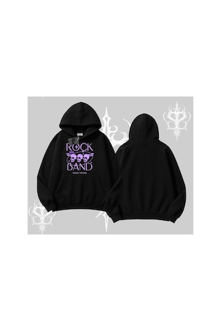 Tarzsokak Kapşonlu Sweatshirt Rock Band Street Noise Culture Siyah