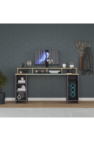 Oyuncu Masası/bilgisayar Masası / Çalışma Masası / %100 Mdf Antrasit - Lefkas Meşe