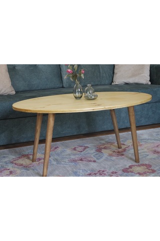 Ahşap Orta Sehpa - Oval - 60 X 97 X 45 Cm