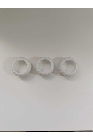 3 Lü Spiral Desenli Dekoratif Beyaz Mumluk Seti Modern Tasarım Beyaz