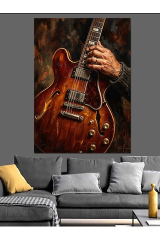 Gitar Çalan Eller Müzik Tablosu Dekoratif Kanvas - Mdf Ahşap Tablo