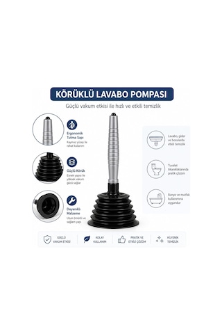 Orret Home Körüklü Lavabo Pompası 25 Cm Tıkanıklık Açma Pompası Tuvalet Açıcı Pompa Banyo Mutfak Gider Açı