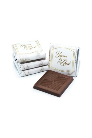 İsme Özel Söz Nişan Çikolatası 144 Adet Napoliten Mermer