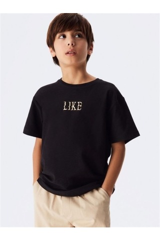 Nk Kids Çocuk Like Yazılı Pamuklu Tshirt-11901-siyah Siyah